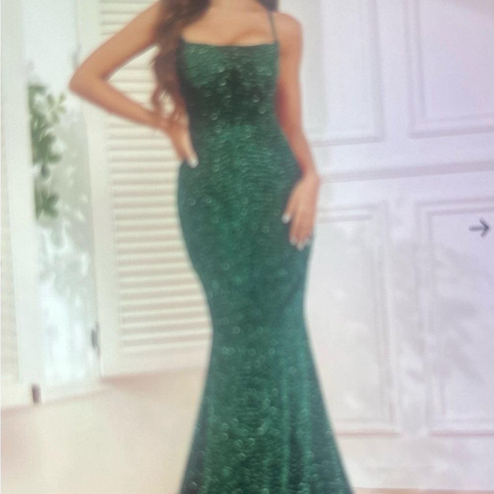 Emerald Green Sequin Mermaid Evening Dress